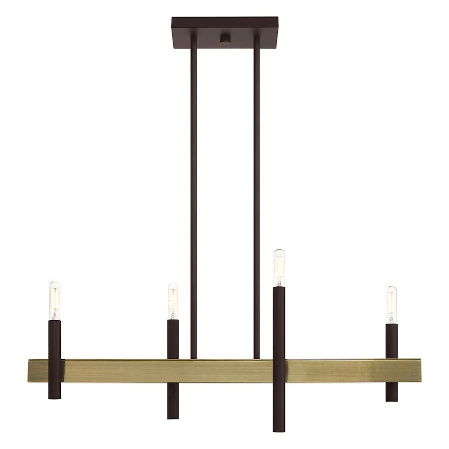 Livex Lighting 49334 Denmark 4 Light 7"w Abstract Linear - Bronze With Antique