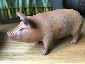 Cast Iron Rusty Baby Pig Garden Ornament