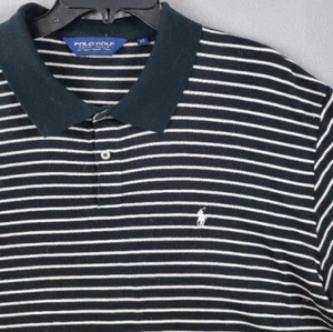 Polo Golf Ralph Lauren Polo Shirt Mens sz XL Black White Striped Pima Cotton - Picture 1 of 11