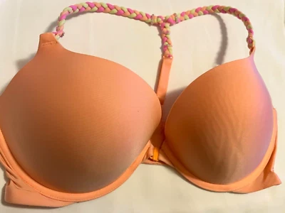 Victoria Secret 36D bra push up Front Closure Racerback rope Orange - Image 1 of 4