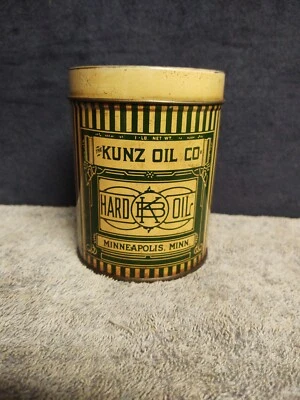 RARO Vintage Kunz Oil Co Metal 1 lb Estanho de Graxa de Óleo Duro, Minneapolis, Minn, MN - Imagem 1 de 4