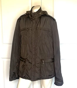UNITED COLORS OF BENETTON OLIVE BROWN NYLON LEATHER TRIM QUILTED JACKET SIZE: 50 - Picture 1 of 7