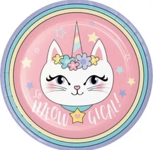 Sassy Caticorn 9 Inch Plates 8 Pack Paper Party Tableware Decorations Supplies - Picture 1 of 1