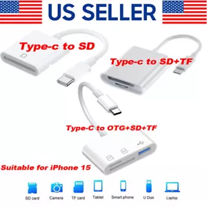 For Apple iPhone 15 Pro Max Plus USB Stick SD TF Card Reader Type C OTG Adapter - Picture 1 of 35