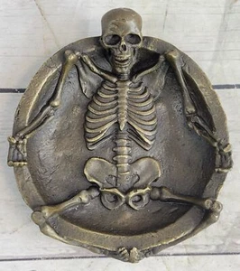 Original Full Skeleton Emerges from Ashtray Bronze Figural Sculpture Statue Gift - Picture 1 of 10