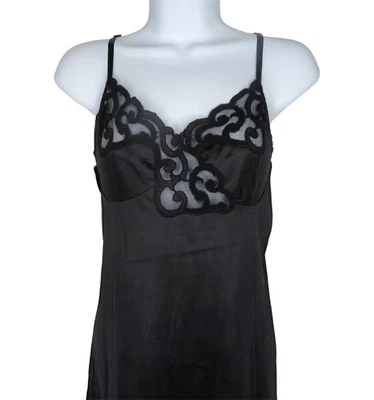 Vestido largo completo negro vintage años 60 sin cordones para mujer S nailon encaje pin up Rockabilly Foto 1 de 4