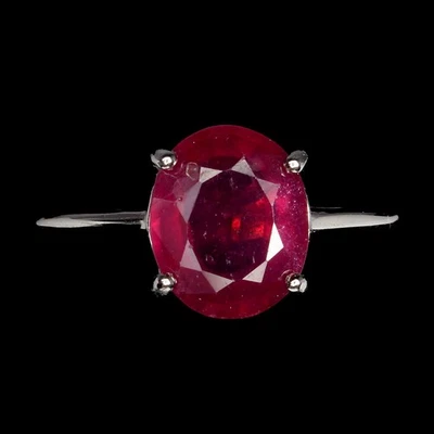 925 Sterling Silber Ring Oval Rubin 10x8mm Edelstein Schmuck - Bild 1 von 4