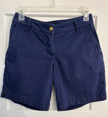 Pantalones Cortos Tommy Bahama Para Mujer Talla 0 Azul Marino Costero Suave Informal Cremallera Botón Foto 1 de 4