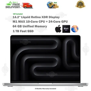 Apple MacBook Pro 14,2′′ Zoll XDR P3 M1 MAX 64GB RAM 1TB SSD 10C|24C Laptop Garantie - Bild 1 von 24