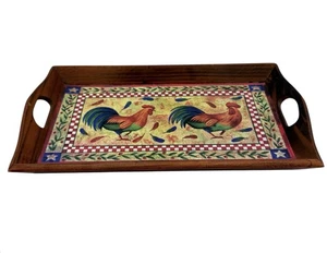 Vintage Landhaus Hahn Holz Serviertablett klein Landhaus Küche Deko - Bild 1 von 12