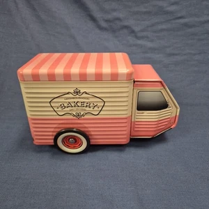 Rosa Caramelo Raya Navidad Galleta Galleta Lata Tres Ruedas Novedad Pastel Caja Van Lata - Imagen 1 de 13