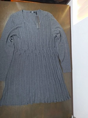 NUEVO CON ETIQUETAS - Vestido Suéter Acanalado Para Mujer Talla XL Daisy Fuentes Manga Larga Gris  Foto 1 de 4
