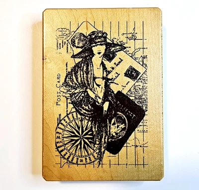 TRAVELING WOMAN COLLAGE Inkadinkado Rubber Stamp Jill Meyer 1920 Vacation G111 - Image 1 of 4