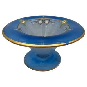 Composta maionese vetro ceco boemo art deco vintage blu cielo satinato decorata - Foto 1 di 10