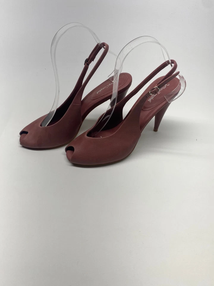 Sandália Jeffrey Campbell Feminina SNOAH Couro Dusty Berry Peep Toe Salto Alto Tamanho 8 - Imagem 1 de 4