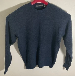 Vintage Structure Le Collezioni Mens Blue Textured Sweater Size L Acrylic/Wool B - Picture 1 of 4