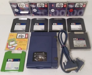 IOMEGA ZIP DRIVE PC & 6x 100MB GENUINE ZIP DISKS ALL WORKING Z100P2 VINTAGE - Picture 1 of 11