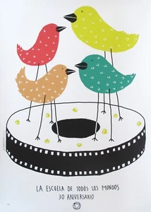 2016 Cuban Silkscreen Poster, 30 Aniversario EICTV (birds) - Picture 1 of 3