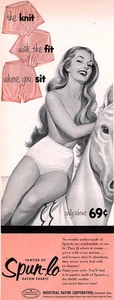 Spun-lo Panties INDUSTRIAL RAYON Girl on Horse KNIT WITH FIT WHERE YOU SIT 1954 - Picture 1 of 1
