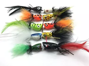Fly Fischen Barsch Hecht Fliegen 10 Packung Popper Größe 2-6 Salzwasser Forelle - Bild 1 von 6