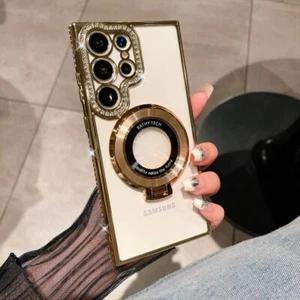 For Samsung S24 Ultra S23 S22 Luxury Diamond Glitter MagSafe Magnetic Stand Case - Picture 1 of 23