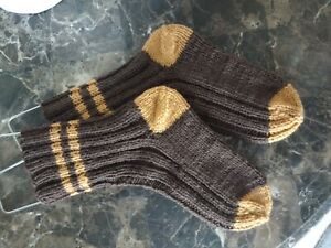 Brown Hand Knit Wool Socks
