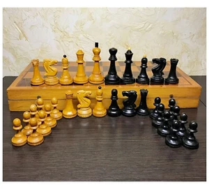 Soviet chess set - wooden USSR chess - vintage chess 1970 full set - Picture 1 of 14