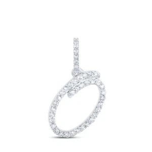 10kt White Gold Womens Round Diamond O Initial Letter Pendant 1/6 Cttw - Picture 1 of 1