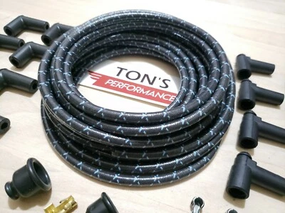 Kit de cables de bujía cubiertos de tela vintage de 8 mm para SISTEMAS DE ENCENDIDO ELECTRÓNICO BL Foto 1 de 4