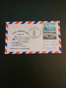 Pan Am Airlines First Day Cover FAM 14 Honolulu to Melbourne 9/28/1958 - Picture 1 of 2