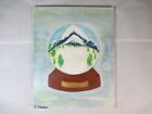 Snow Globe with Snowy Mountain & Tree Scenery Acrylic Hand Painting 16x20