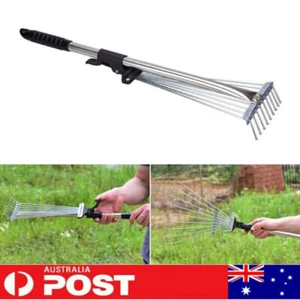 Garden Lawn Leaf Rake Adjustable Head with Telescopic Handle Garden Lawn Tool AU - Picture 1 of 11