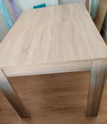 Mesa de comedor extensible - madera color marrón claro - 6 - 8 comensales - Imagen 1 de 4