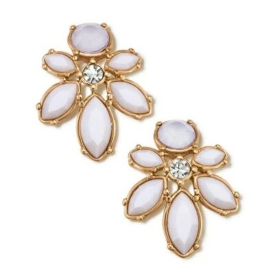 Серьги-гвоздики Avon белые прозрачные кристаллы цветочный кластер 1 дюйм большие запечатанные в коробке - Изображение 1 из 2