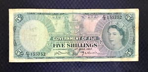 *RARE* 1957 FIJI - 5 SHILLINGS - P#51 - VF - MB2 - Picture 1 of 2