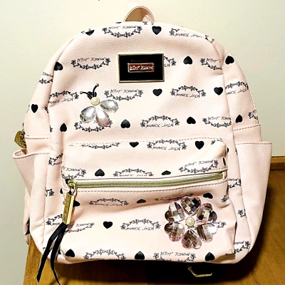 Betsey Johnson Pink Faux Pebbled Leather Backpack 12" x 12" Zip NWOT - Image 1 of 4