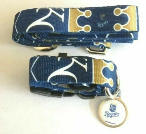 KANSAS CITY ROYALS CONJUNTO DE COLEIRA PARA CACHORRO GATO ANIMAL DE ESTIMAÇÃO COLEIRA ETIQUETA DE IDENTIFICAÇÃO XS EXTRA PEQUENO GRANDE - Imagem 1 de 1