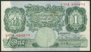 Banco de Inglaterra, K.O. Peppiatt, 4º período, 1 libra, (1948), muy buen estado - Imagen 1 de 2