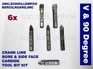 6x BERCO 8m x 60m CRANK LINE BORE & SIDE FACE CARBIDE TOOL BIT KIT V & 90 DEG FC - Picture 1 of 2