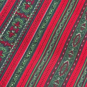 Vtg Jinny Beyer Fabric 70" x 41" Yard Pc Holiday Christmas Stripe Red Green RJR - Picture 1 of 5