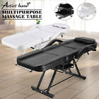 Black/White Massage Table Tattoo Chair Facial Bed Barber Salon Spa w/Storage Box