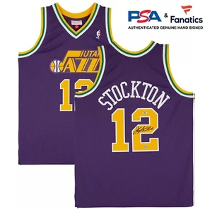 John Stockton Utah Jazz Autographed PSA Beckett Mitchell & Ness 1991-92 Purple - Picture 1 of 2