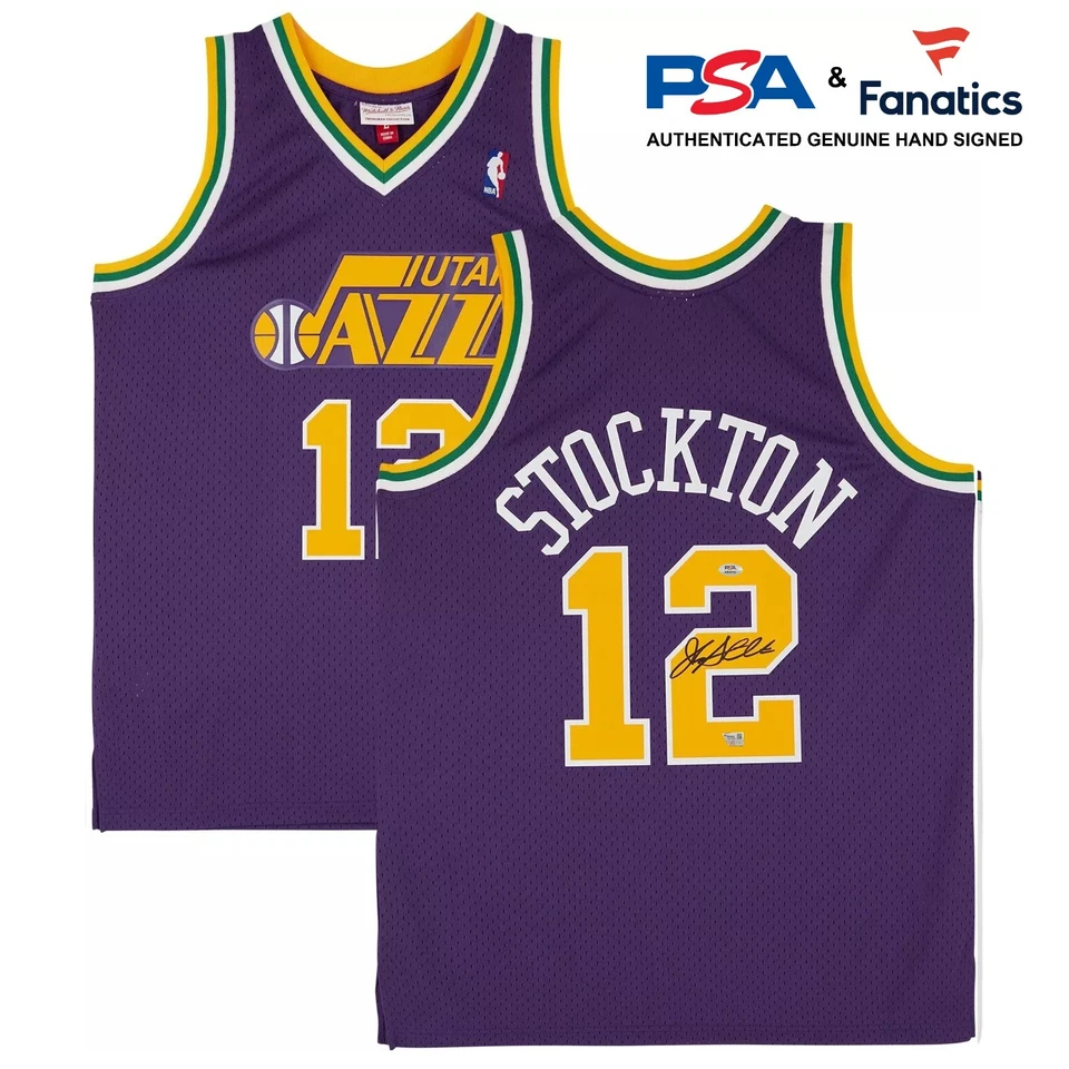 Фиолетовый John Stockton Utah Jazz с автографом PSA Beckett Mitchell & Ness 1991-92 - Изображение 1 из 2