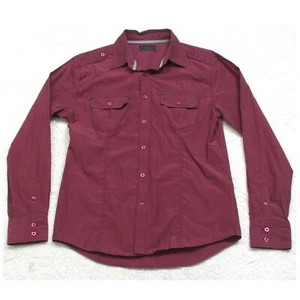 Sovereign Code Burgundy Red Solid 2 Pocket Dress Shirt Long Sleeve Medium JKT14 - Picture 1 of 5