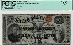 1864 $10 Compound Interest Treasury note--fr.190a--PCGS VF 25--Scarce - Picture 1 of 6