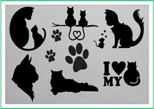 I love my cat - multiple mylar stencil, 190 micron reusuable flexible stencil
