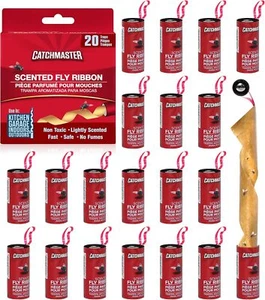Catchmaster Fly Ribbon 20-Pack, Bug & Fruit Fly Traps Outdoor and Indoor, Premiu - Picture 1 of 6
