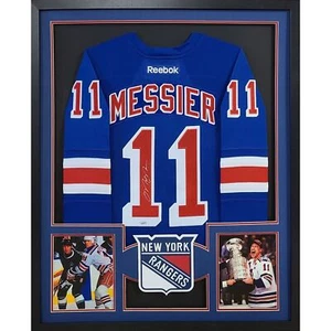Mark Messier Framed Signed Blue Jersey JSA Autographed New York Rangers - Picture 1 of 2