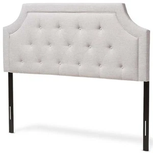 Bowery Hill Contemporary Fabric Tufted Full Headboard in Grayish Beige - Picture 1 of 5