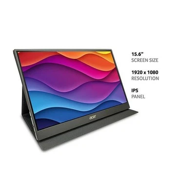 Acer PM161Q 15.6'' FHD IPS LED 60Hz HDMI USB-C Portable Black Monitor A - Image 1 of 2